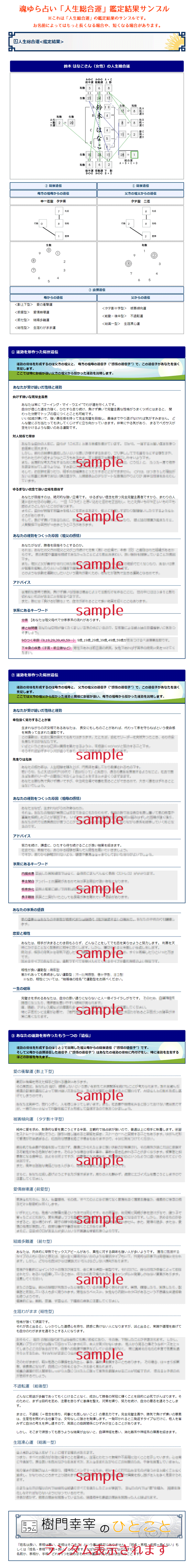 有料 - 姓名判断：人生総合運の鑑定結果サンプルをみる