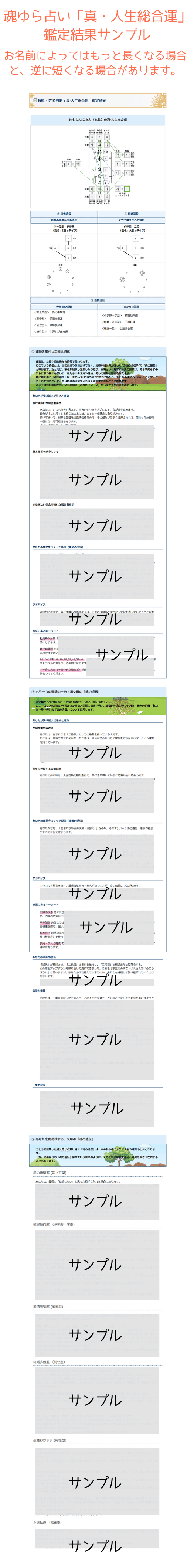 有料 - 姓名判断：真·人生総合運の鑑定結果サンプルをみる